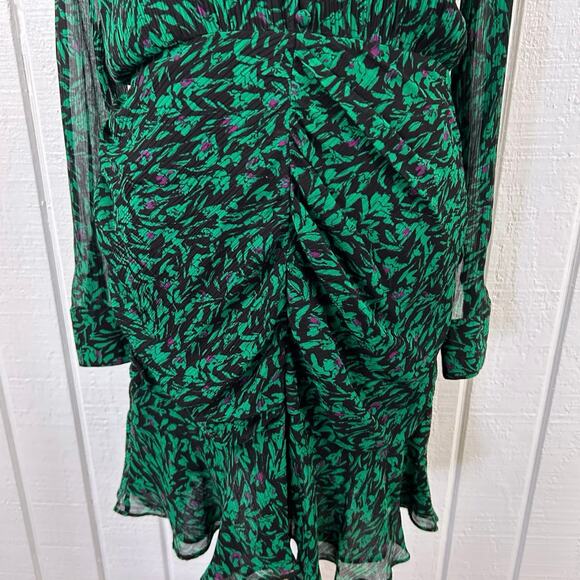 Berenice Paris Women Cocktail Holiday Long Sleeve Mini Dress Silk Green Small - Picture 5 of 9